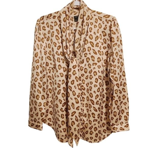 Ann Taylor Factory | Women's Leopard Print Button-Down Blouse (Size Large) - Picture 1 of 13